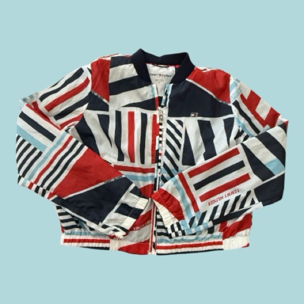 Tommy Hilfiger Graphic Stripe Bomber Jacket - Red, Navy, White, Light Blue